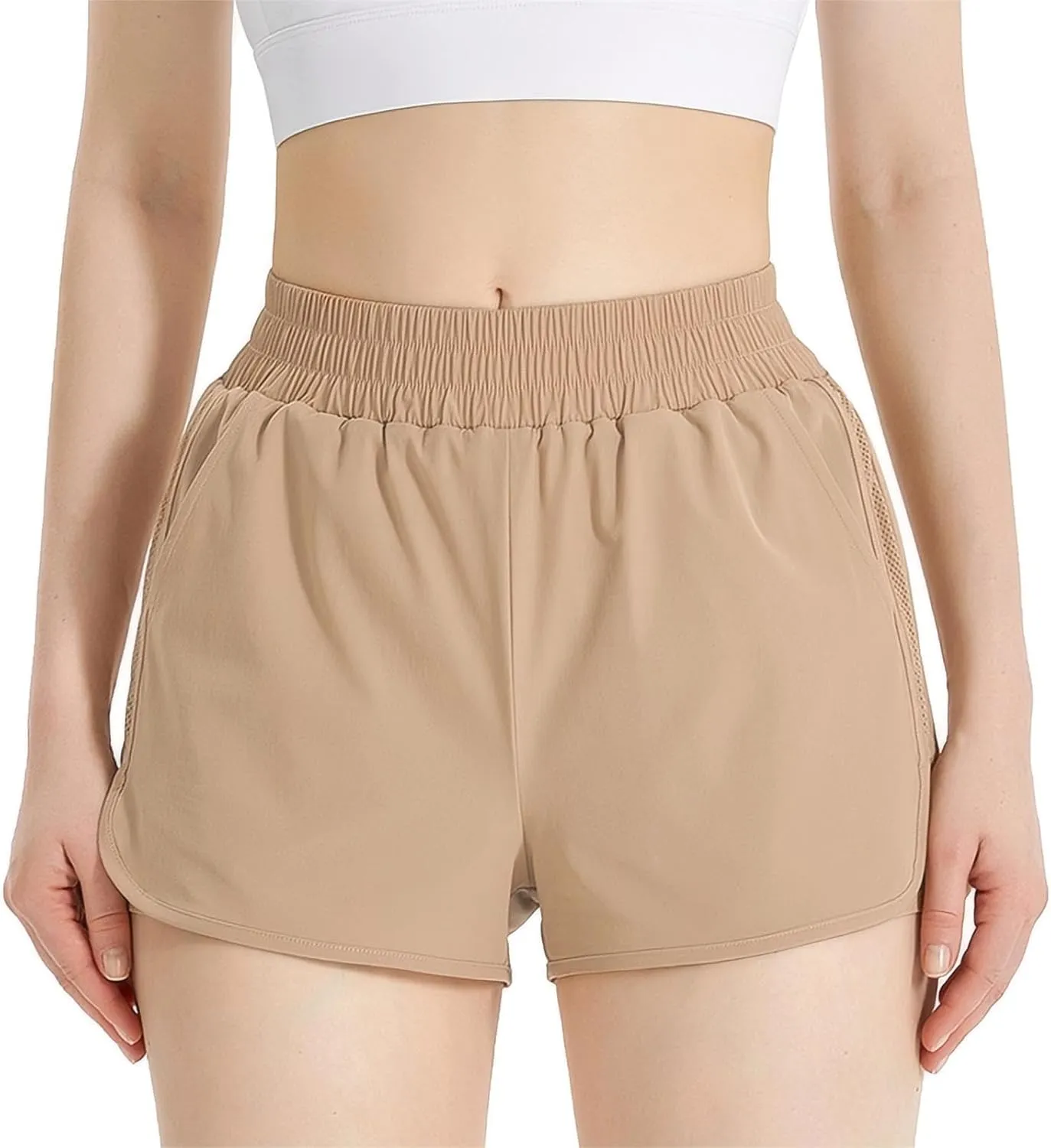NEXSONIC Athletic Shorts for Women Quick-Dry Running Shorts with Linear Workout Gym Active Sport Shorts