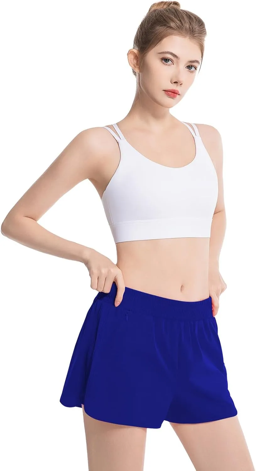 NEXSONIC Athletic Shorts for Women Quick-Dry Running Shorts with Linear Workout Gym Active Sport Shorts