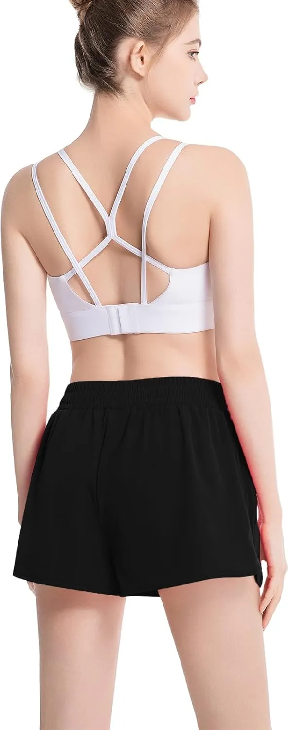 NEXSONIC Athletic Shorts for Women Quick-Dry Running Shorts with Linear Workout Gym Active Sport Shorts