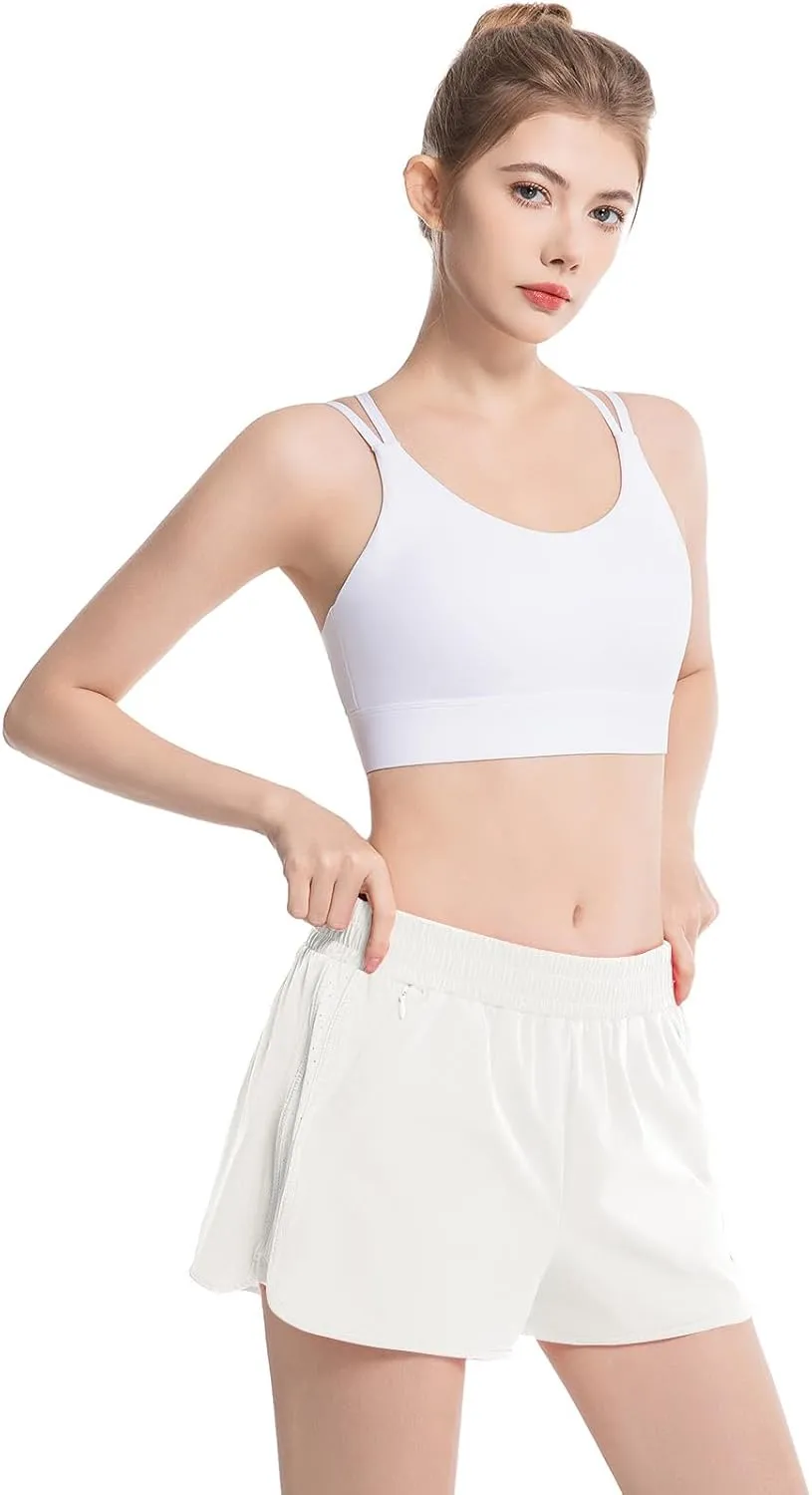 NEXSONIC Athletic Shorts for Women Quick-Dry Running Shorts with Linear Workout Gym Active Sport Shorts