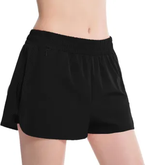 NEXSONIC Athletic Shorts for Women Quick-Dry Running Shorts with Linear Workout Gym Active Sport Shorts