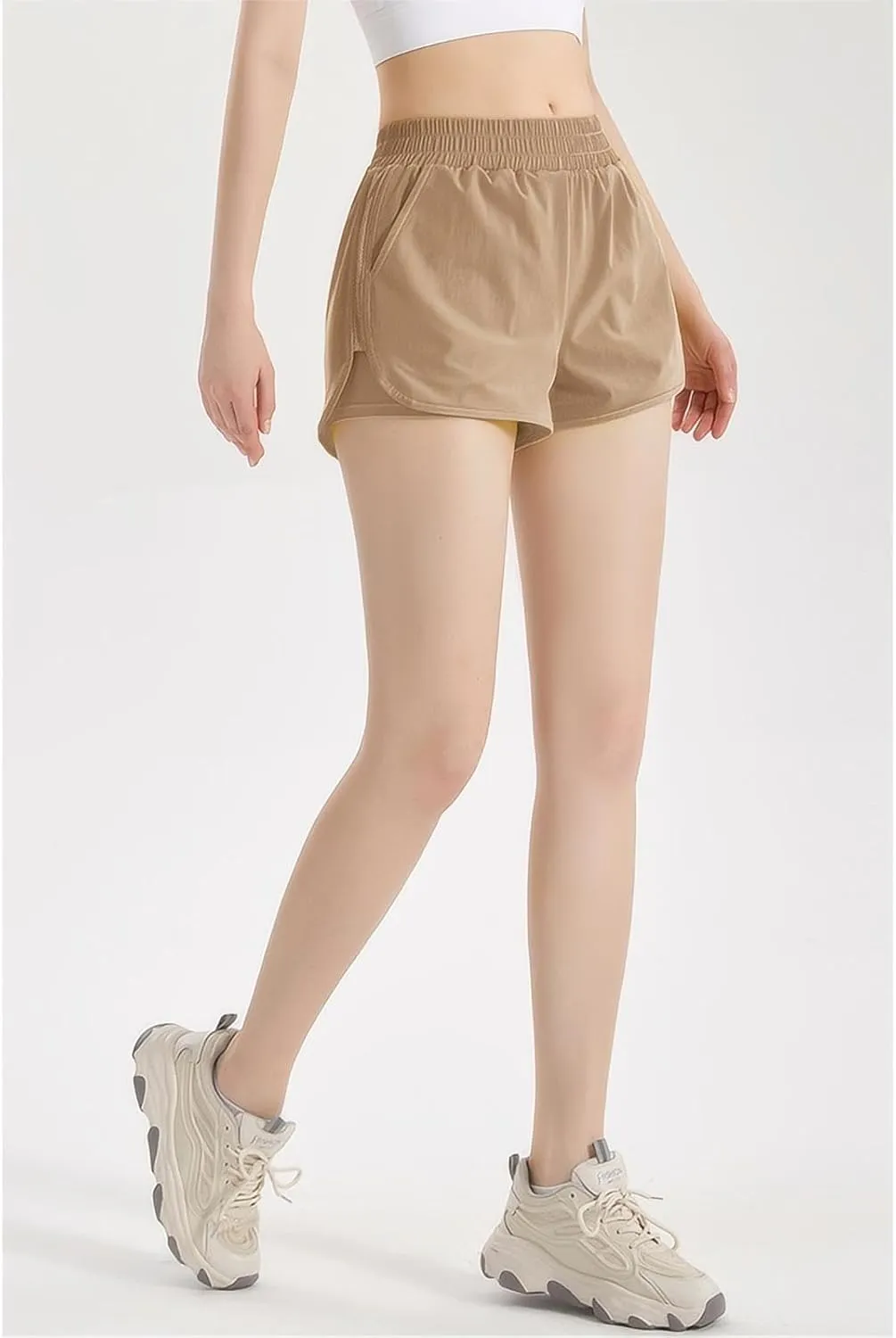 NEXSONIC Athletic Shorts for Women Quick-Dry Running Shorts with Linear Workout Gym Active Sport Shorts