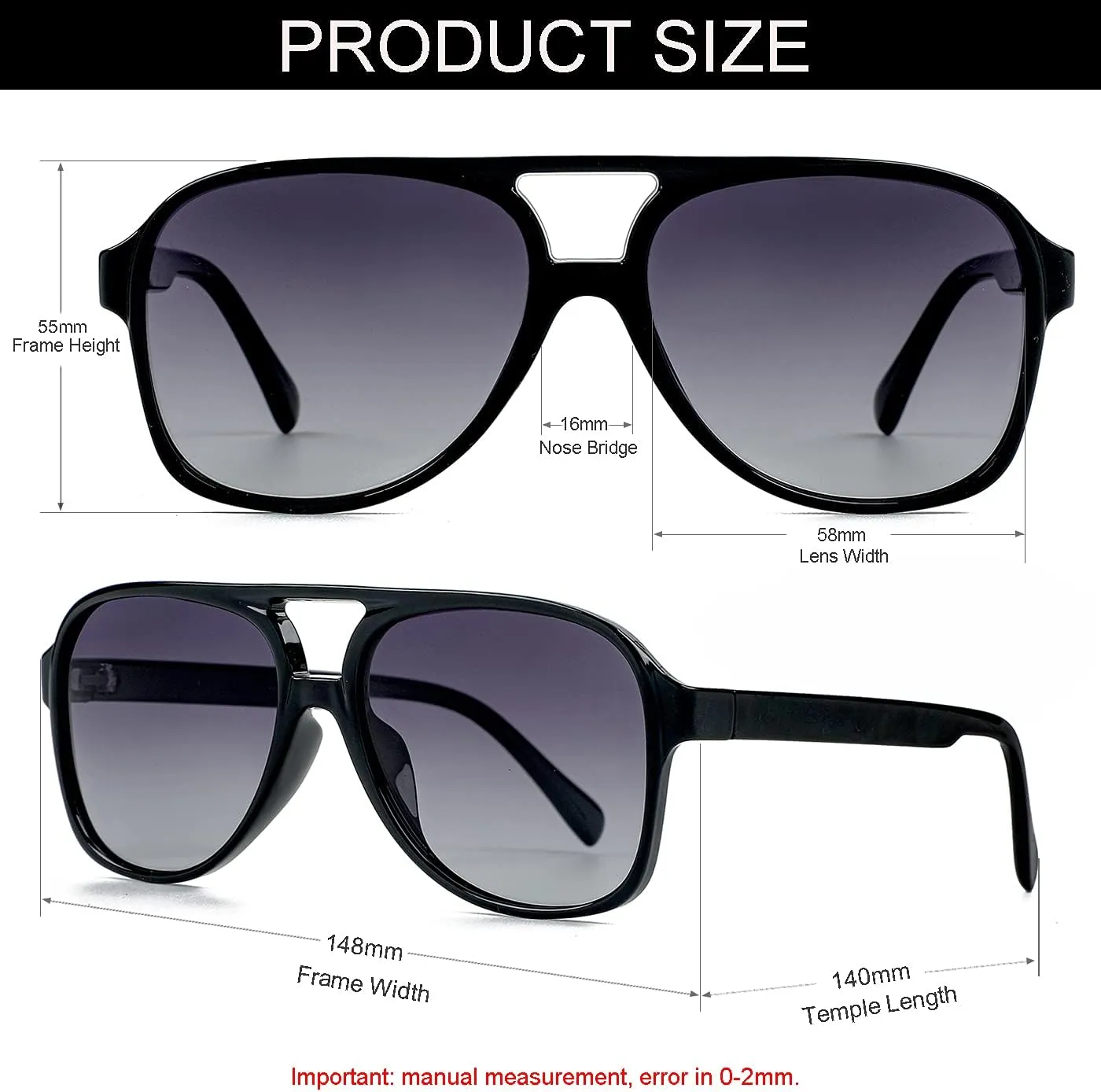 NIDOVIX Polarized Classic Vintage Aviator Sunglasses for Men Women Large Frame Retro 70s Sunglasses