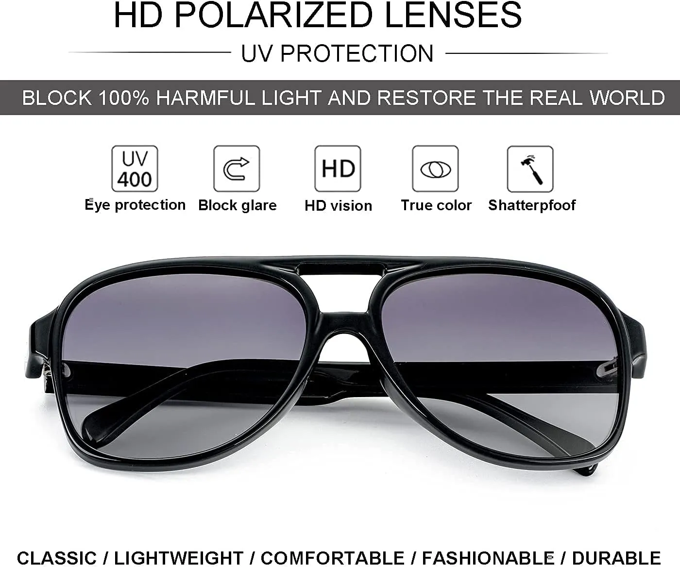 NIDOVIX Polarized Classic Vintage Aviator Sunglasses for Men Women Large Frame Retro 70s Sunglasses
