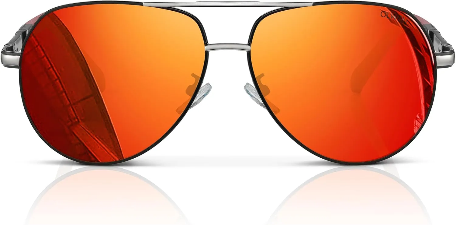 Olwen XXL Aviator Sunglasses For Large Heads (Polarized), Extra Large, Big and Tall, XL   Free Hard Case
