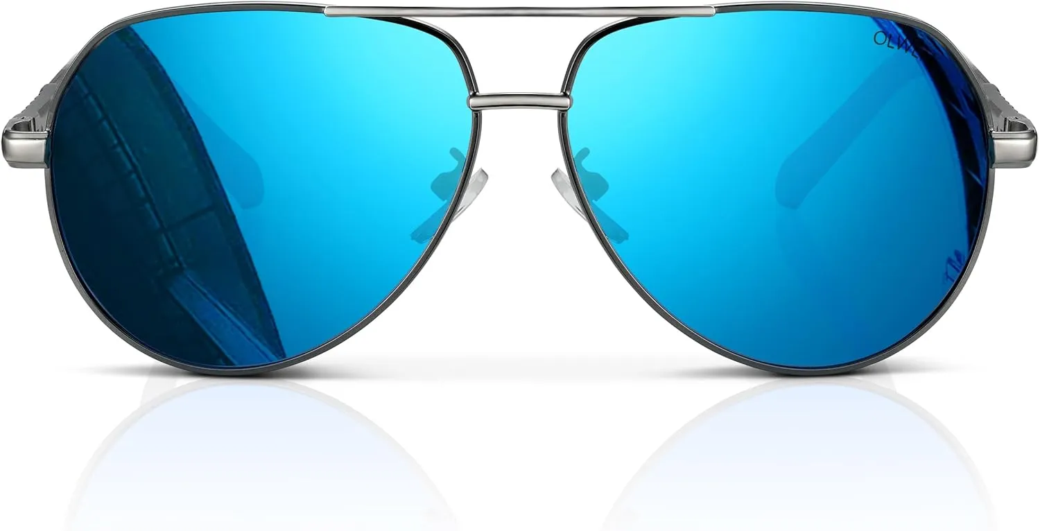 Olwen XXL Aviator Sunglasses For Large Heads (Polarized), Extra Large, Big and Tall, XL   Free Hard Case