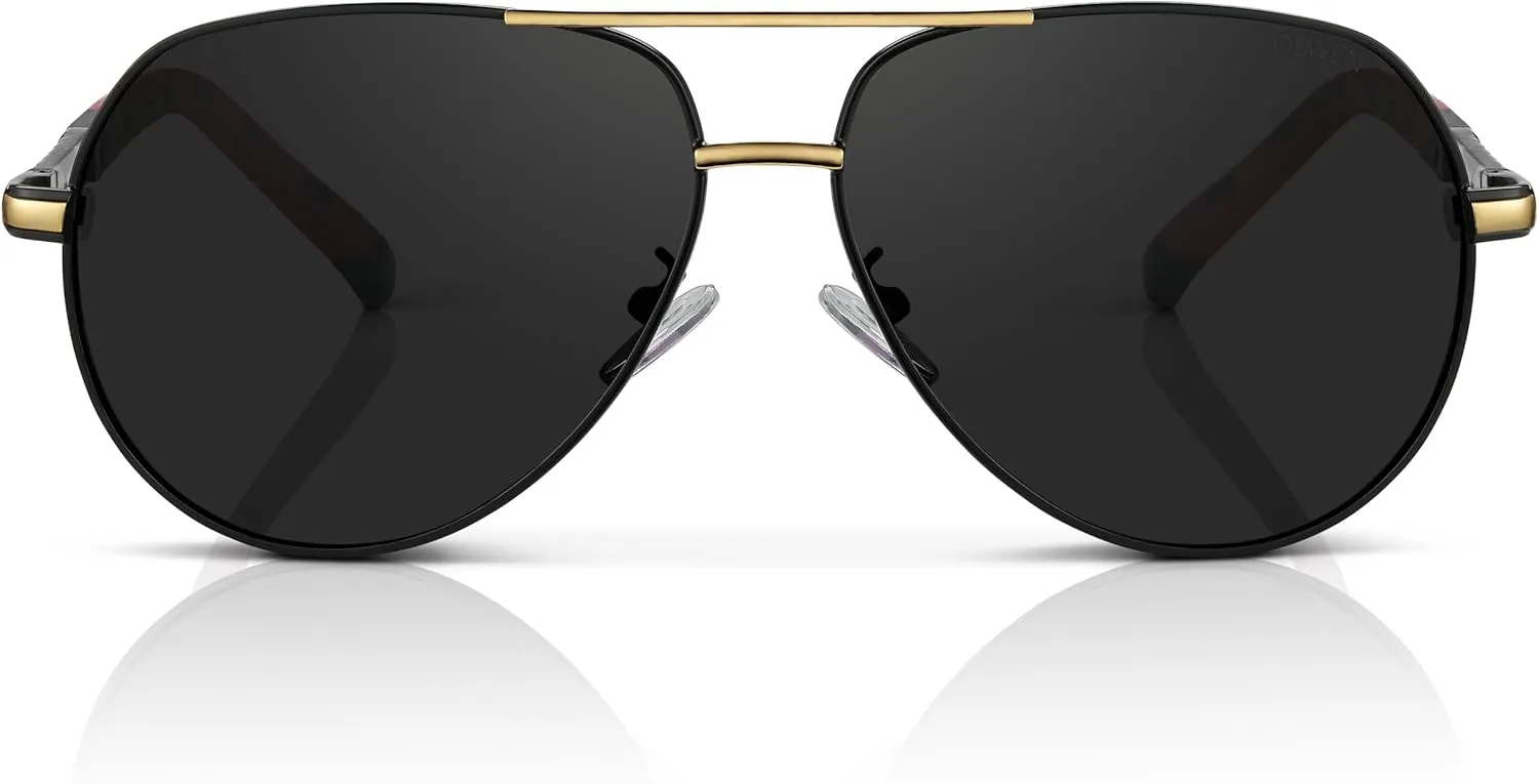 Olwen XXL Aviator Sunglasses For Large Heads (Polarized), Extra Large, Big and Tall, XL   Free Hard Case