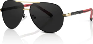 Olwen XXL Aviator Sunglasses For Large Heads (Polarized), Extra Large, Big and Tall, XL   Free Hard Case