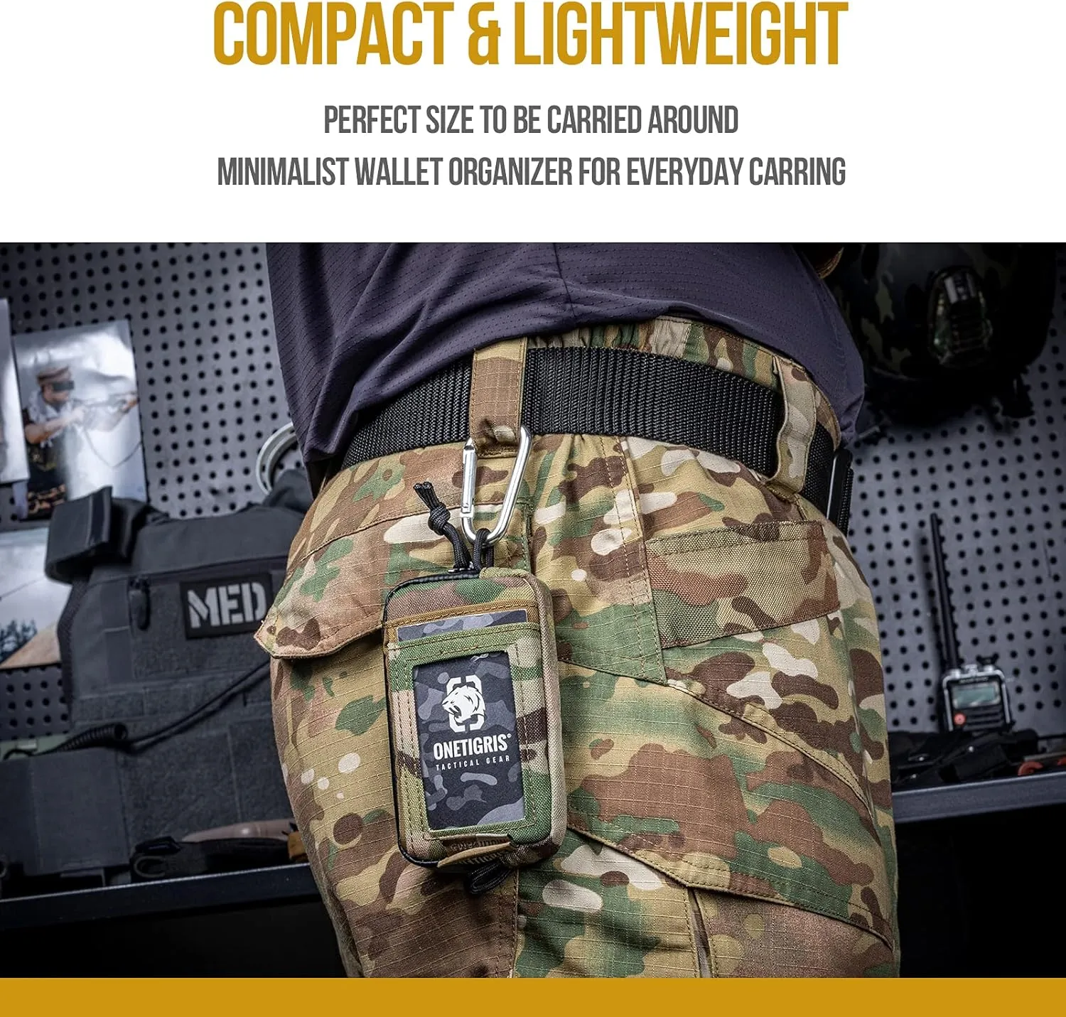 OneTigris Tactical Front Pocket Wallet with Zippers Coin Purse Minimalist Wallet for Men