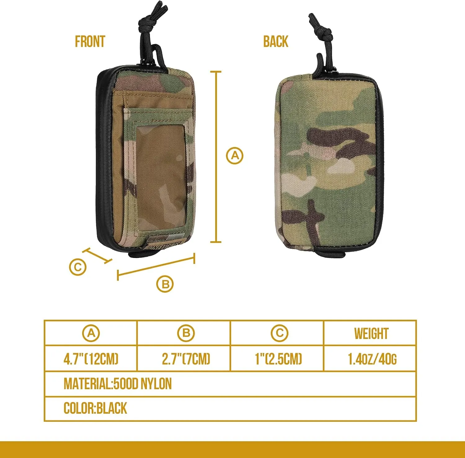 OneTigris Tactical Front Pocket Wallet with Zippers Coin Purse Minimalist Wallet for Men