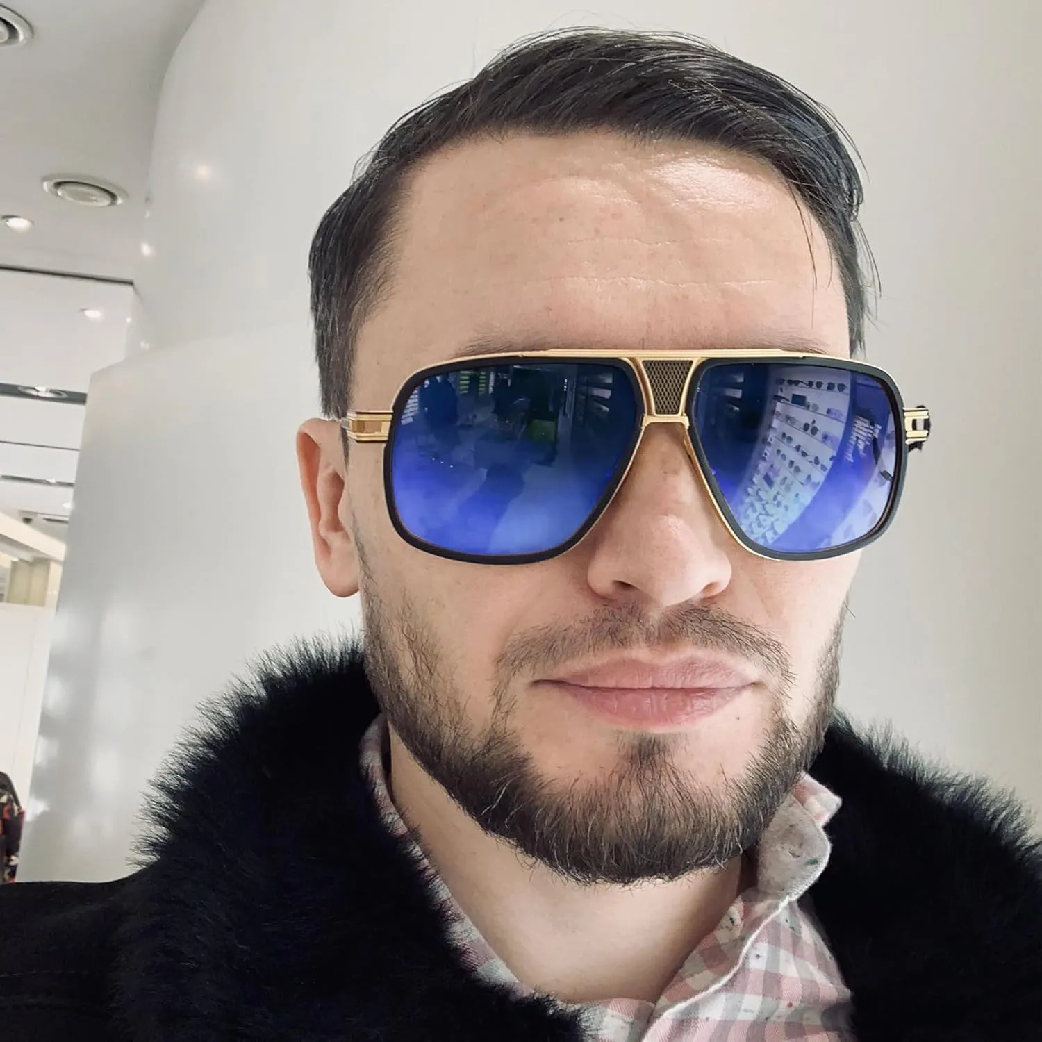 Oversized 70s Aviator Sunglasses for Men Disco Sun Glasses Cool Designer Tinted Shades Gold Alloy Frame