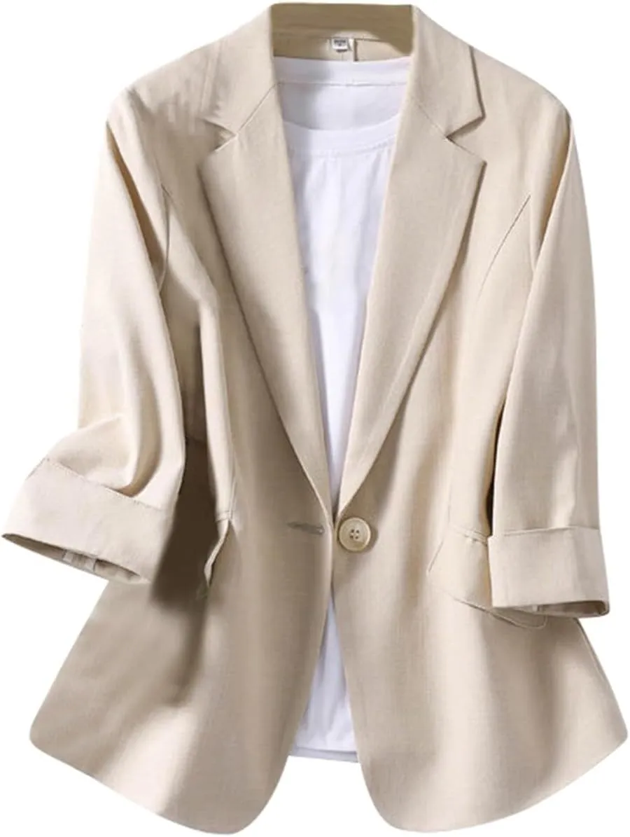 Oversized Blazers for Women Summer Lightweight Long Sleeve Lapel Button Open Front Jackets Business Casual Blazers