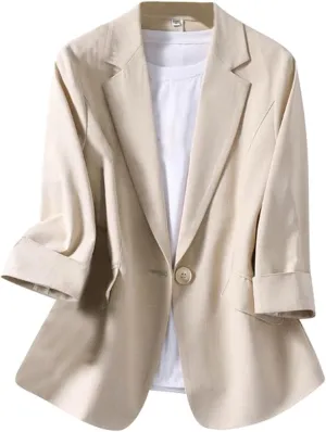 Oversized Blazers for Women Summer Lightweight Long Sleeve Lapel Button Open Front Jackets Business Casual Blazers
