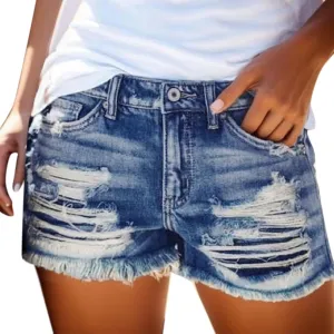 Plus Size Shorts Jean Shorts for Women Trendy High Waisted Seamed Front Stretchy