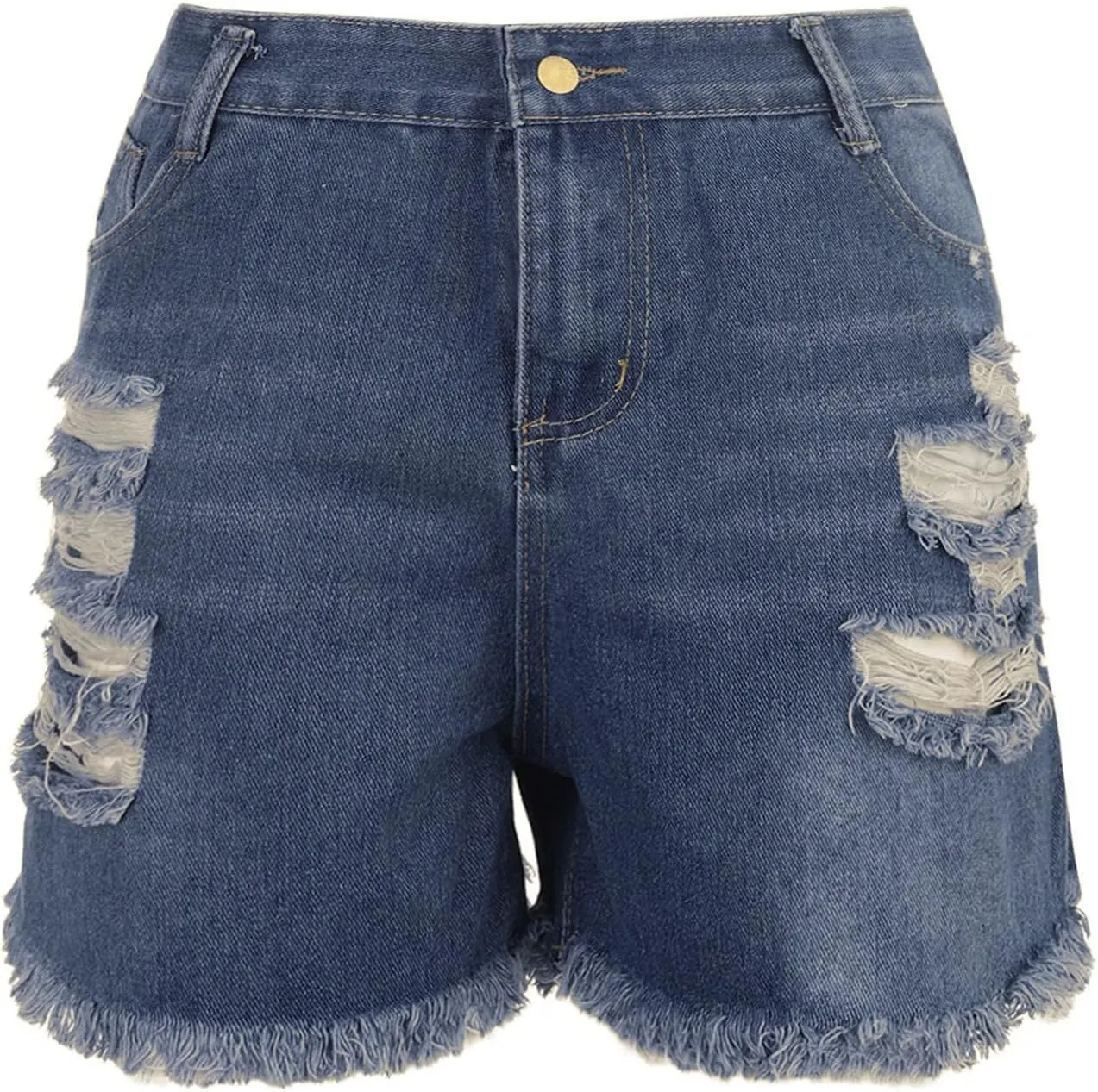 Plus Size Shorts Jean Shorts for Women Trendy High Waisted Seamed Front Stretchy