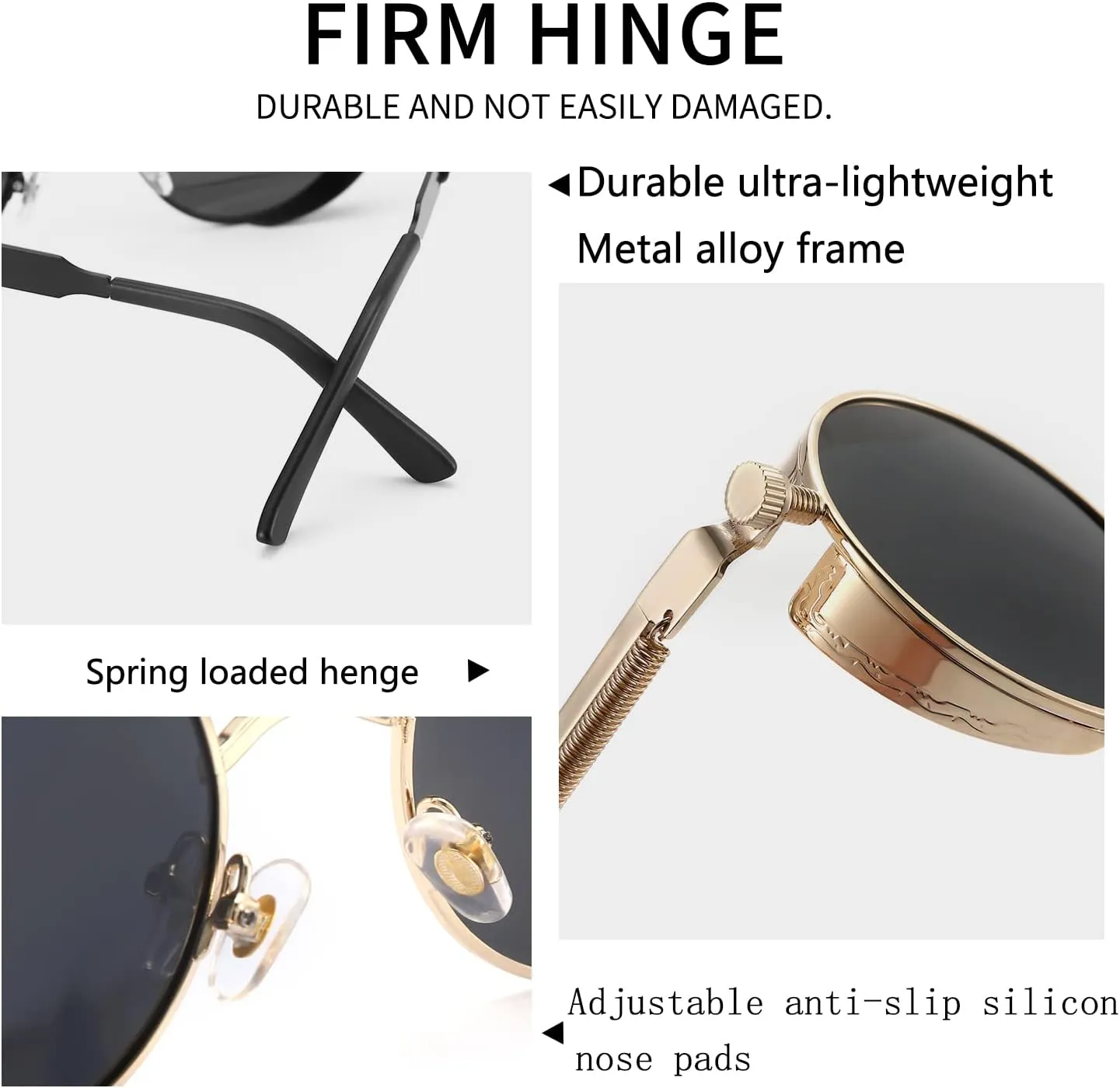 Polarized Steampunk Sunglasses, Round Lennon Shades for Outdoor Activities, Fashion Cool Eyewear