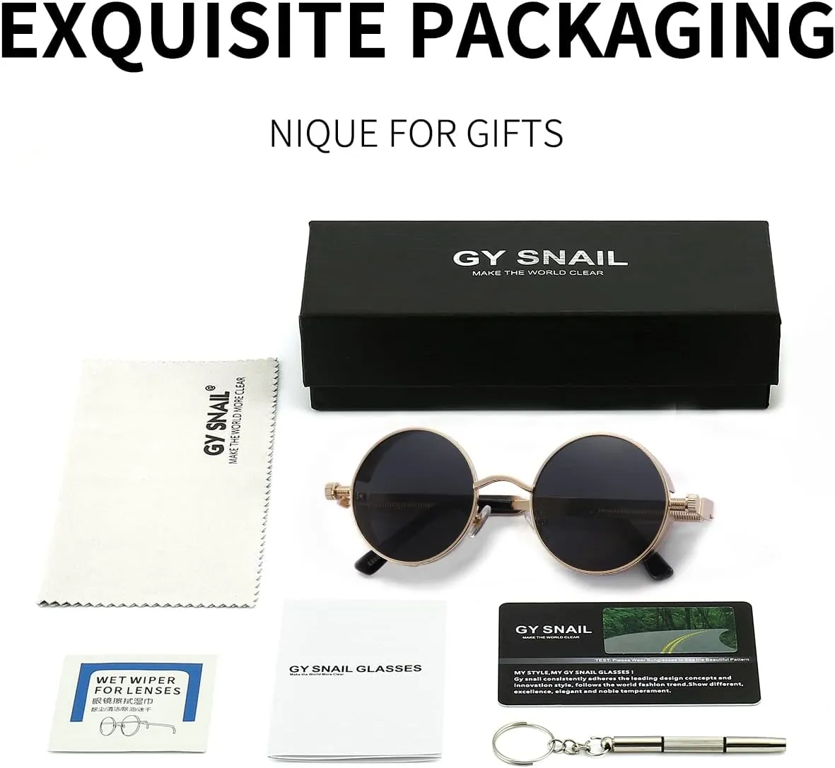 Polarized Steampunk Sunglasses, Round Lennon Shades for Outdoor Activities, Fashion Cool Eyewear