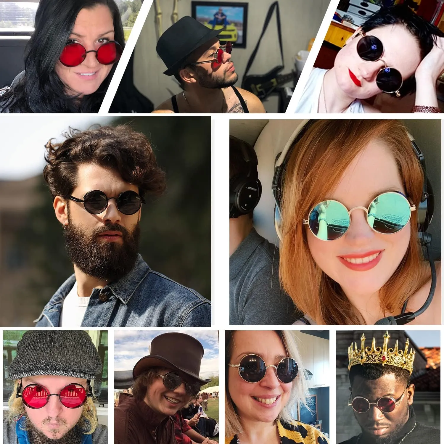 Polarized Steampunk Sunglasses, Round Lennon Shades for Outdoor Activities, Fashion Cool Eyewear