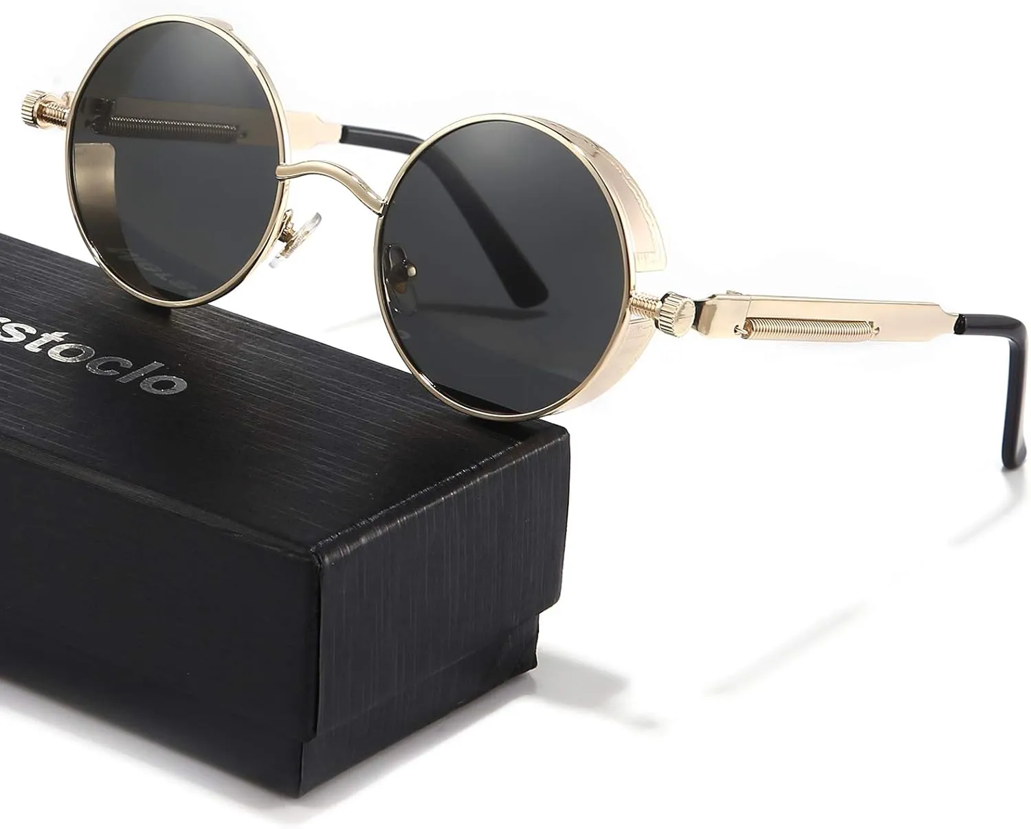 Polarized Steampunk Sunglasses, Round Lennon Shades for Outdoor Activities, Fashion Cool Eyewear