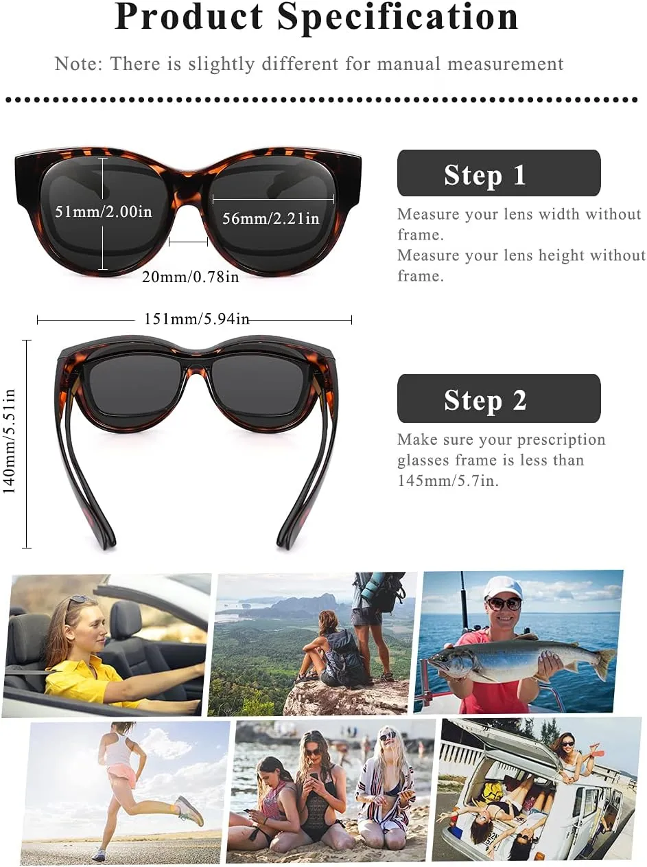 Polarized Sunglasses Fit Over Glasses Over Glasses Trendy Round Cat Eye and HD Wrap-around Sunglasses