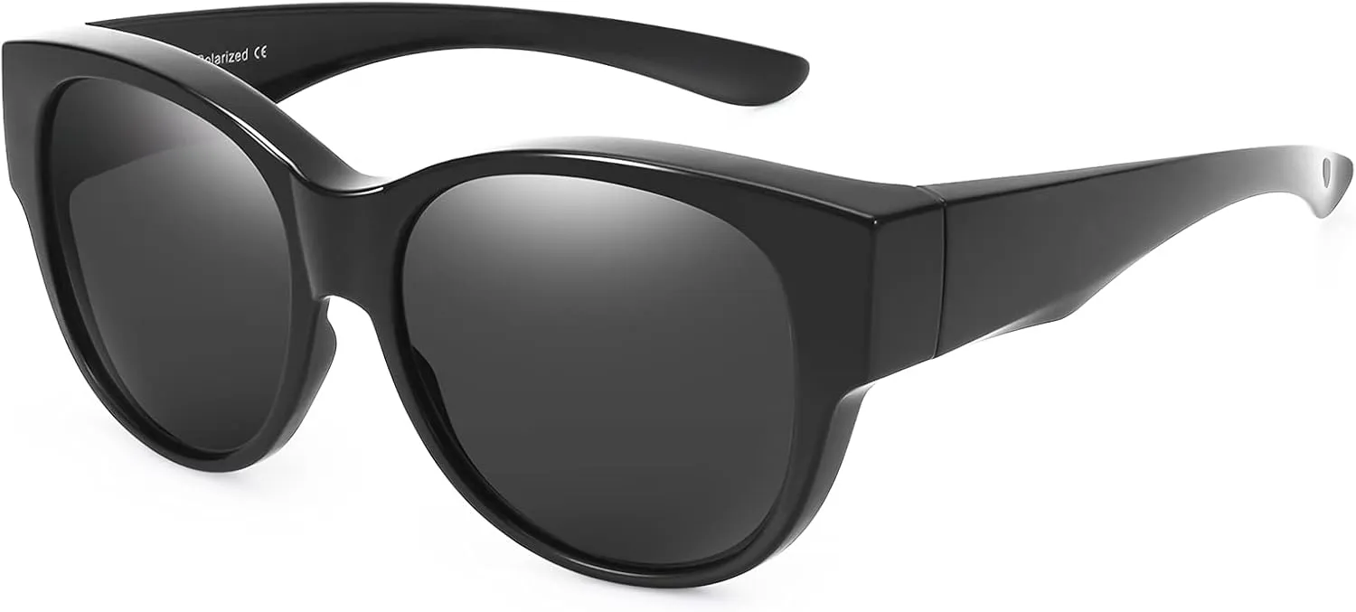 Polarized Sunglasses Fit Over Glasses Over Glasses Trendy Round Cat Eye and HD Wrap-around Sunglasses