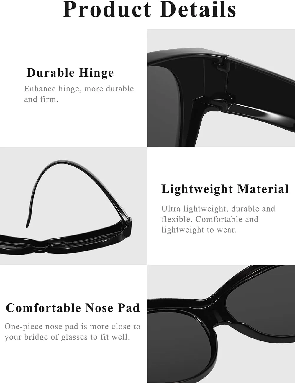 Polarized Sunglasses Fit Over Glasses Over Glasses Trendy Round Cat Eye and HD Wrap-around Sunglasses