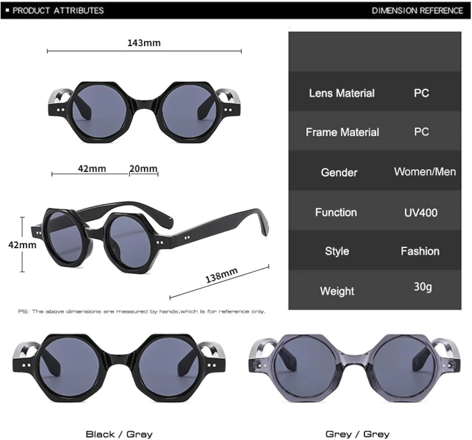 Polygon Sunglasses Women Fashion Candy Color Round Lenses Eyewear Shades Uv400 Men