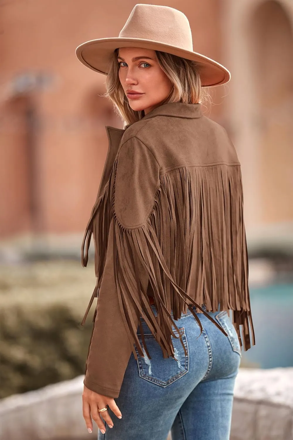 PRETTYGARDEN Women's Fringe Faux Suede Leather Jackets 2025 Fashion Tassel Motorcycle Cropped Coats