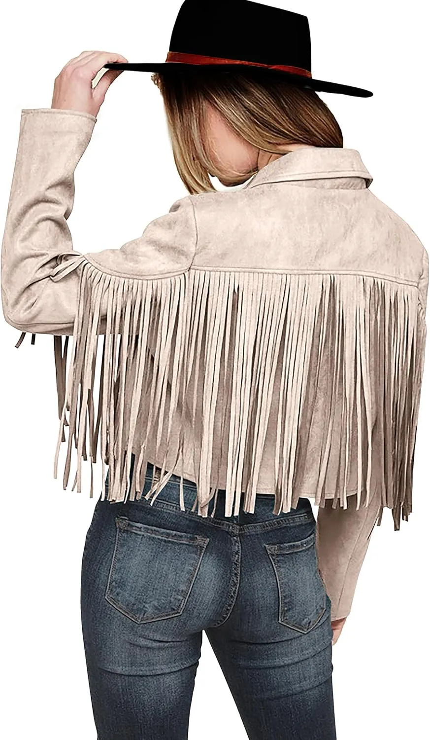 PRETTYGARDEN Women's Fringe Faux Suede Leather Jackets 2025 Fashion Tassel Motorcycle Cropped Coats