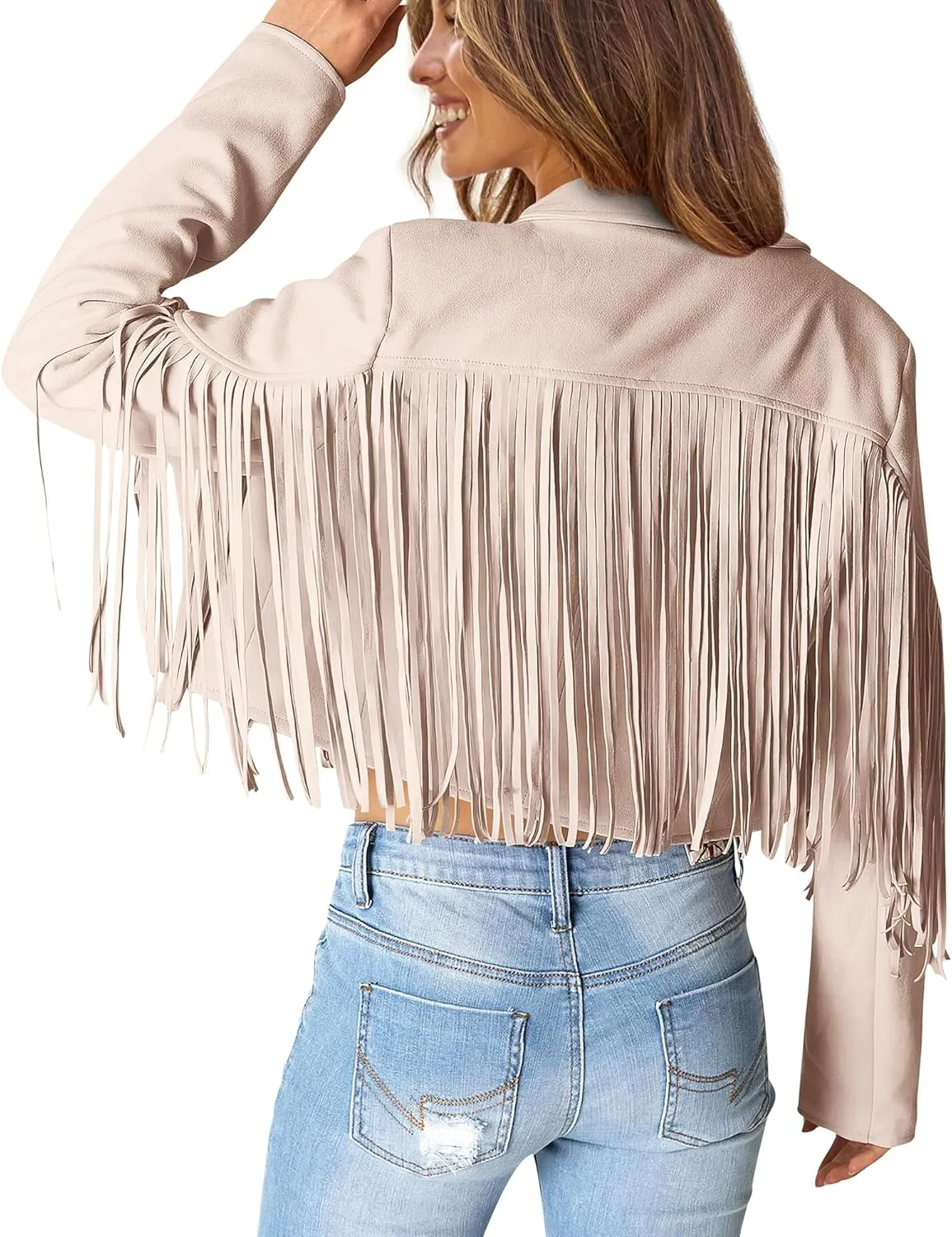 PRETTYGARDEN Women's Fringe Faux Suede Leather Jackets 2025 Fashion Tassel Motorcycle Cropped Coats