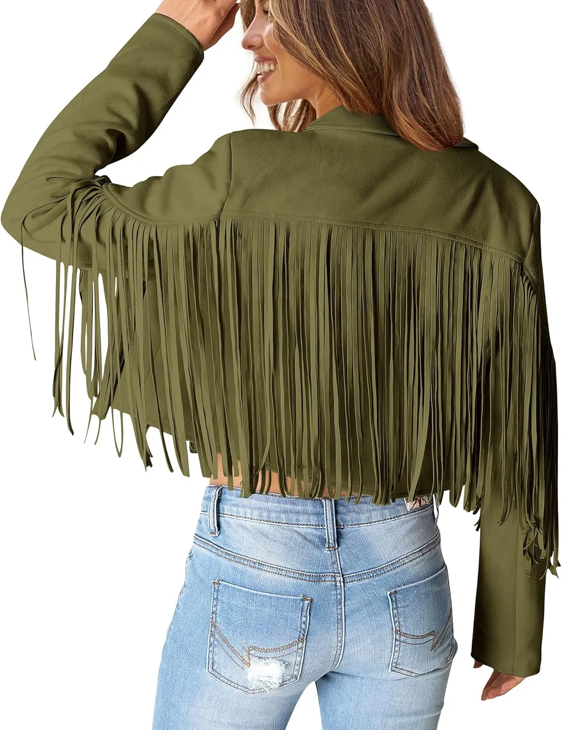 PRETTYGARDEN Women's Fringe Faux Suede Leather Jackets 2025 Fashion Tassel Motorcycle Cropped Coats
