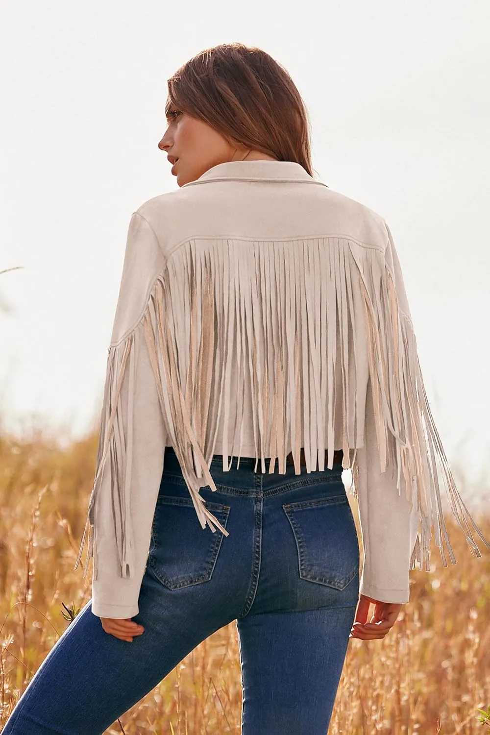 PRETTYGARDEN Women's Fringe Faux Suede Leather Jackets 2025 Fashion Tassel Motorcycle Cropped Coats