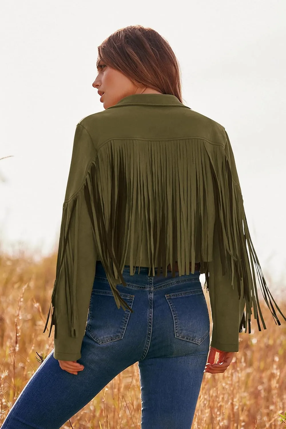 PRETTYGARDEN Women's Fringe Faux Suede Leather Jackets 2025 Fashion Tassel Motorcycle Cropped Coats