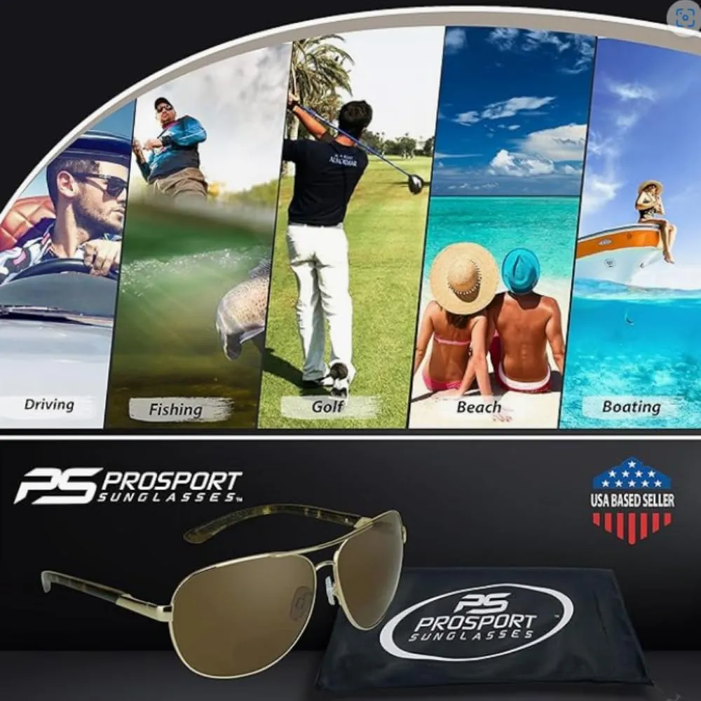 proSPORT Square Aviator Polarized Bifocal Sunglasses Readers Rectangle Fishing Driving Boating Metal Dark Grey Men Women