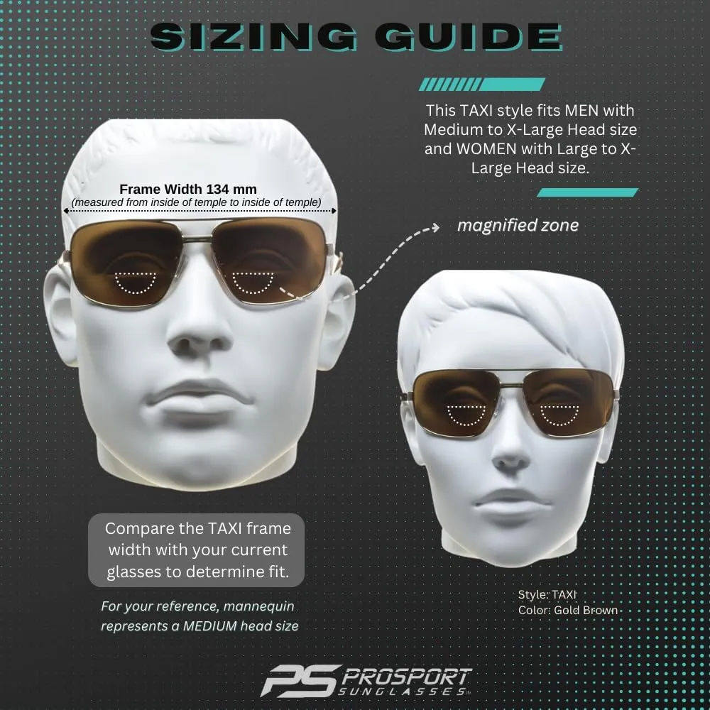 proSPORT Square Aviator Polarized Bifocal Sunglasses Readers Rectangle Fishing Driving Boating Metal Dark Grey Men Women