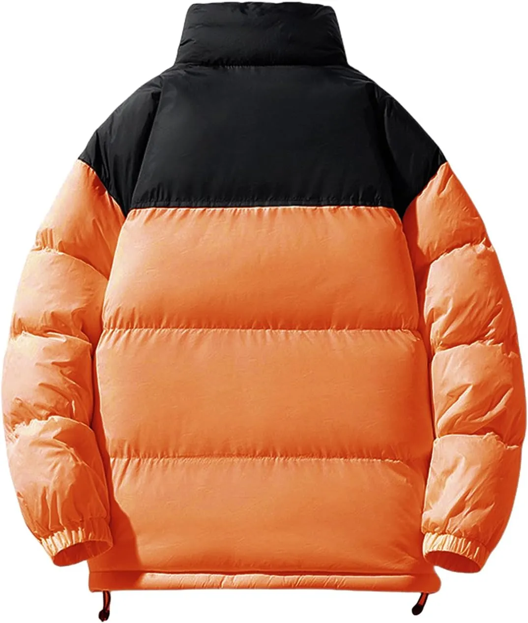 Puffer Jacket Unisex Stand Collar Zip Up Jacket Quilted Down Fleece Coat Loose Fit Warm Coat Tops with Zipper Pockets