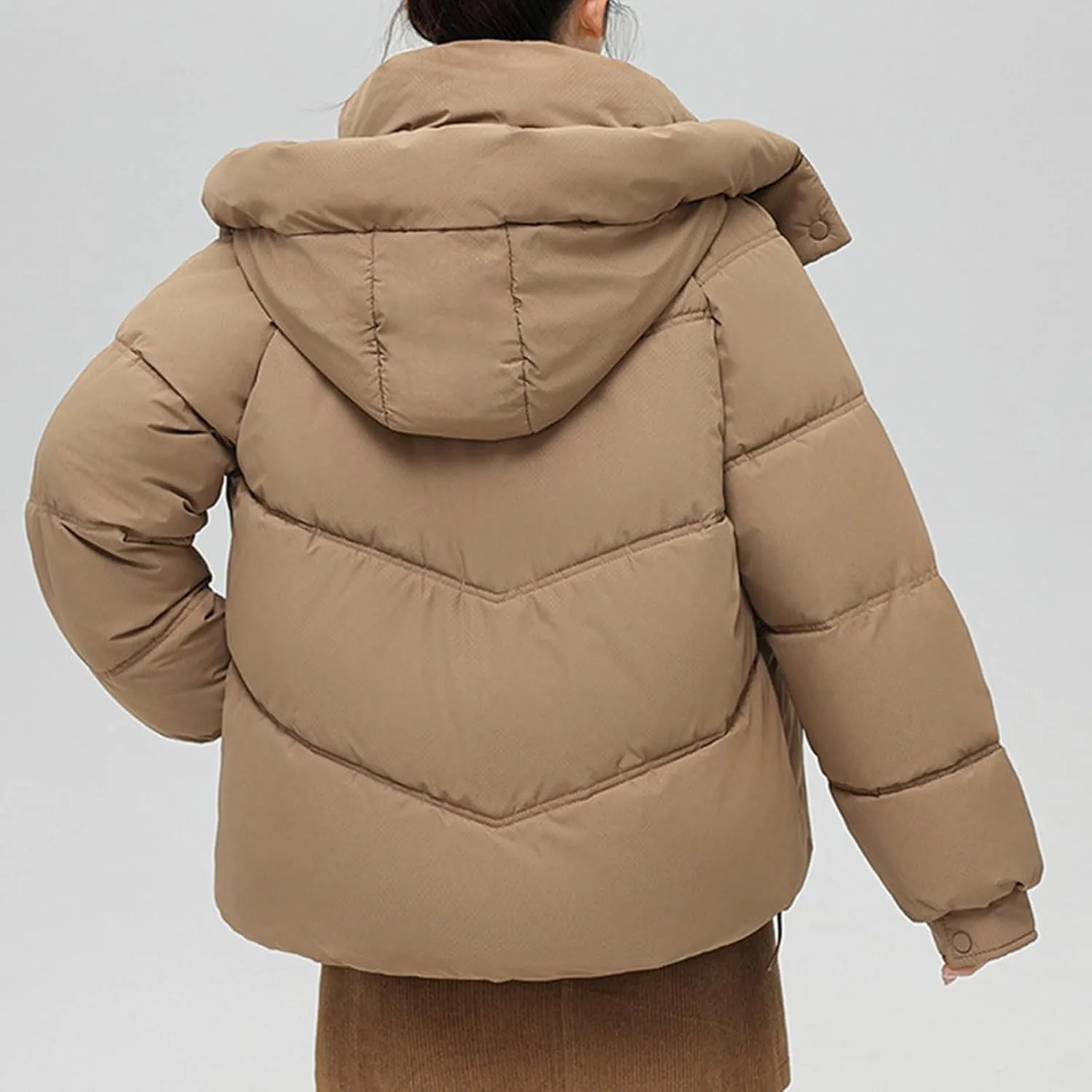 Quilted Jackets for Women Thicken Thermal Puffer Jackets Winter Soild Hooded down Coats Cute Girl Warm Outerwear