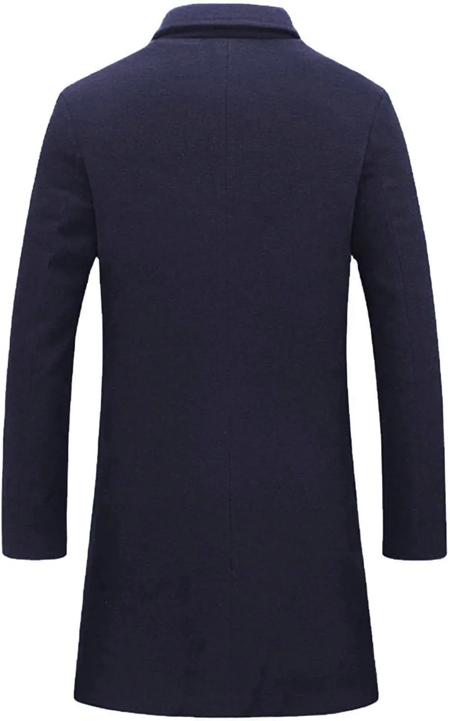 QWENTMTNTY Men's Winter Wool Trench Coat Slim Fit Notch Collar Single Brested Pea Coats Casual Business Warm Thermal Jackets