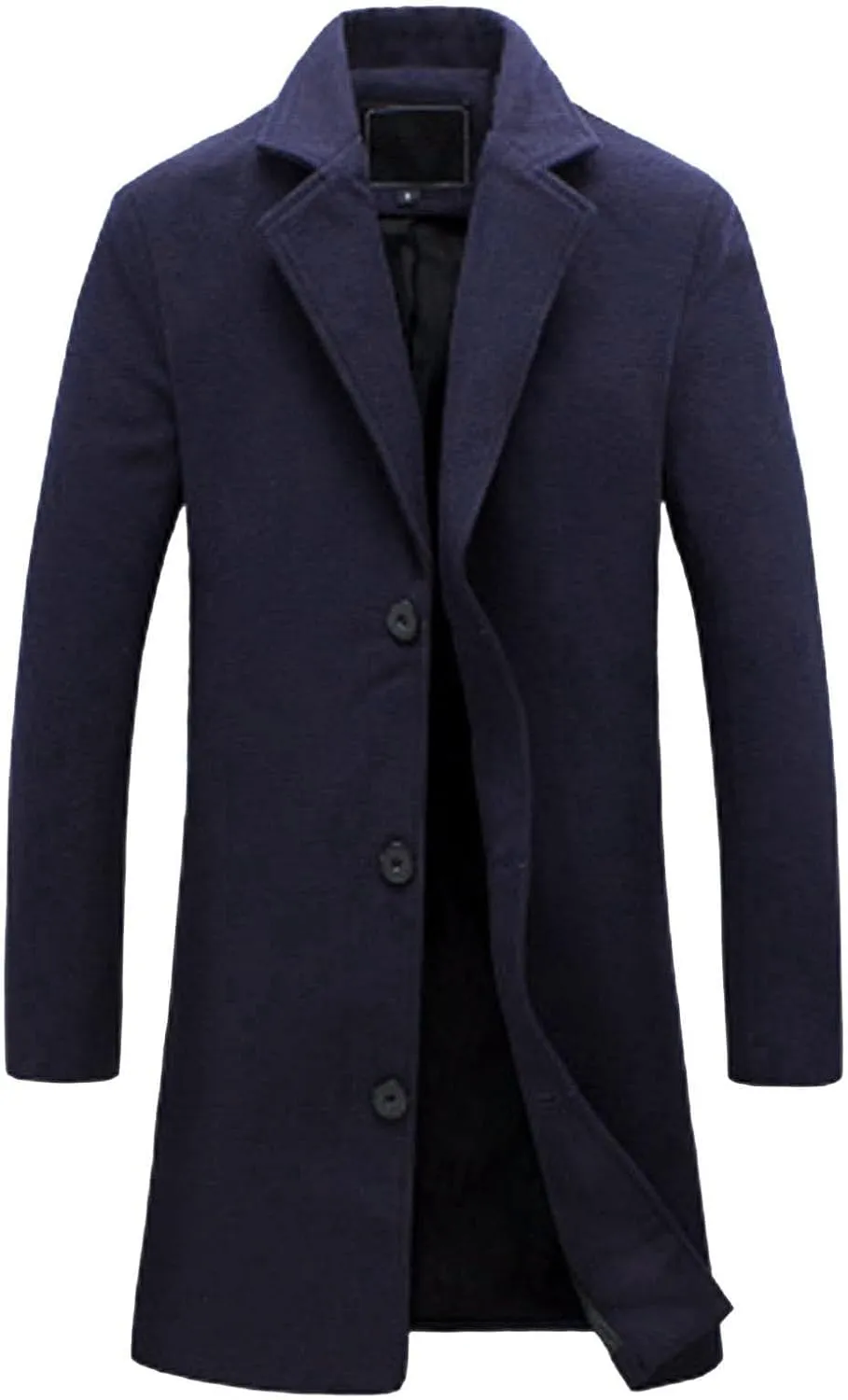 QWENTMTNTY Men's Winter Wool Trench Coat Slim Fit Notch Collar Single Brested Pea Coats Casual Business Warm Thermal Jackets