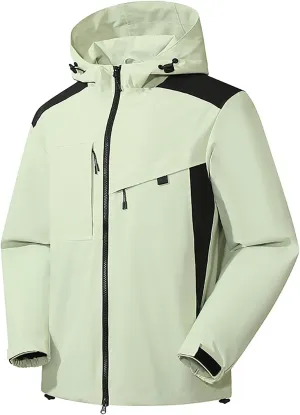 Rain Jacket Waterproof Long Sleeve Zip up Lightweight Hooded Windbreaker Anorak Travel Hiking Outdoor Coats w Pockets