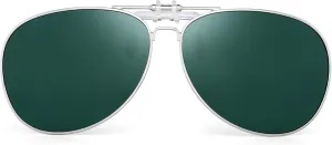Retro Clip on Aviator Sunglasses Polarized Flip up Lenses Driving Eyeglasses Men