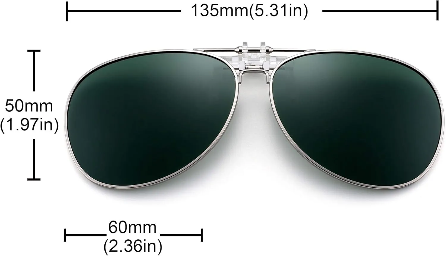 Retro Clip on Aviator Sunglasses Polarized Flip up Lenses Driving Eyeglasses Men