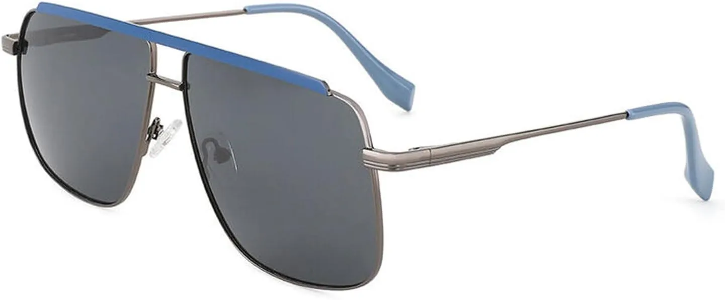 Retro Oversized Square Polarized Aviator Sunglasses Women Men UV400 Geometric Black Metal Frame for Driving Holiday