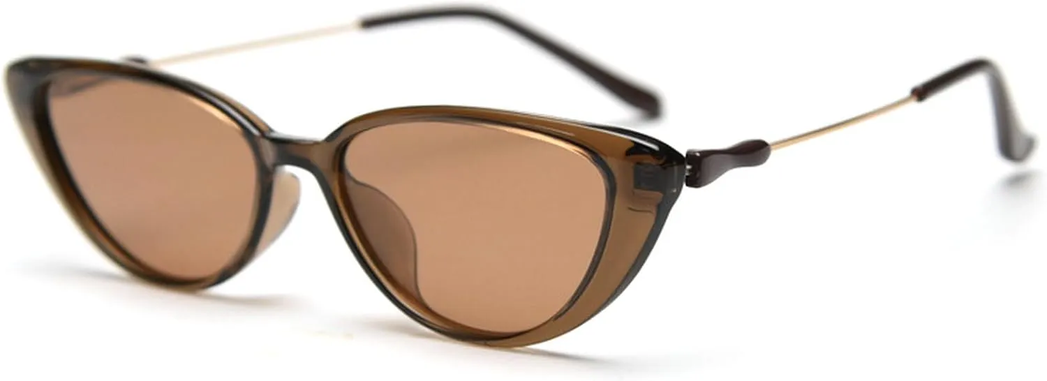 Retro Polarized Sunglasses for Women Men Small 90s Vintage Trendy Cat Eye Sunglasses Female Green Brown Trendy Shades