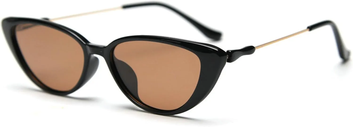 Retro Polarized Sunglasses for Women Men Small 90s Vintage Trendy Cat Eye Sunglasses Female Green Brown Trendy Shades