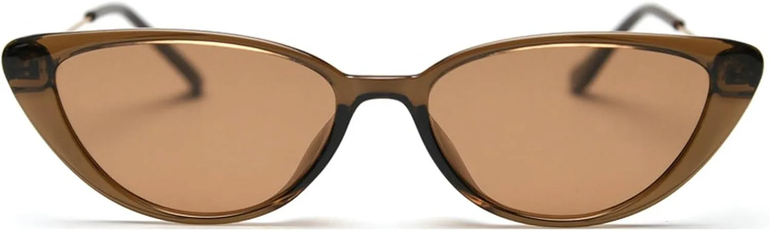 Retro Polarized Sunglasses for Women Men Small 90s Vintage Trendy Cat Eye Sunglasses Female Green Brown Trendy Shades
