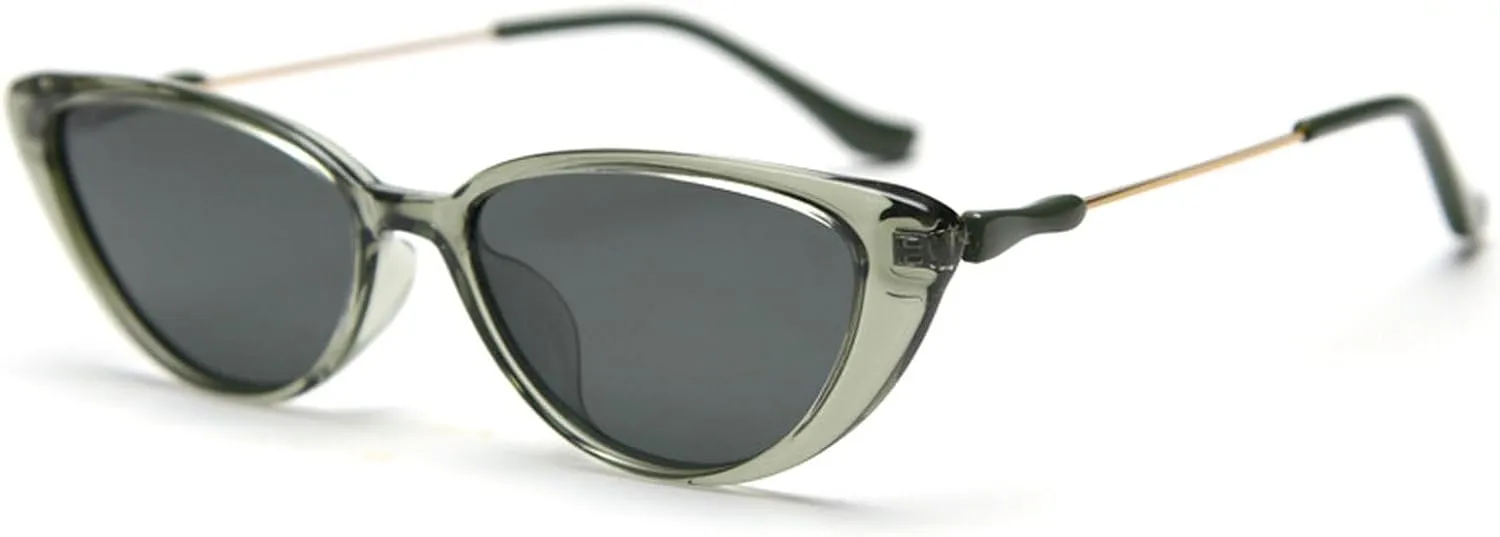 Retro Polarized Sunglasses for Women Men Small 90s Vintage Trendy Cat Eye Sunglasses Female Green Brown Trendy Shades