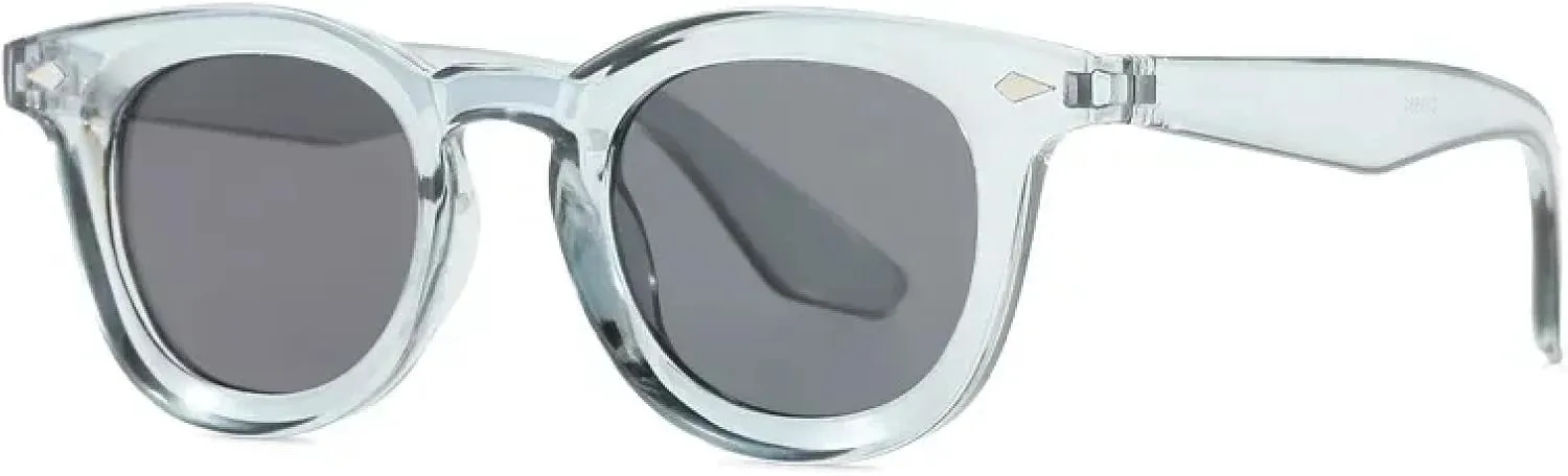 Retro Round Men Sunglasses Fashion Clear Ocean Lens Shades Uv400 Women Trending Rivets