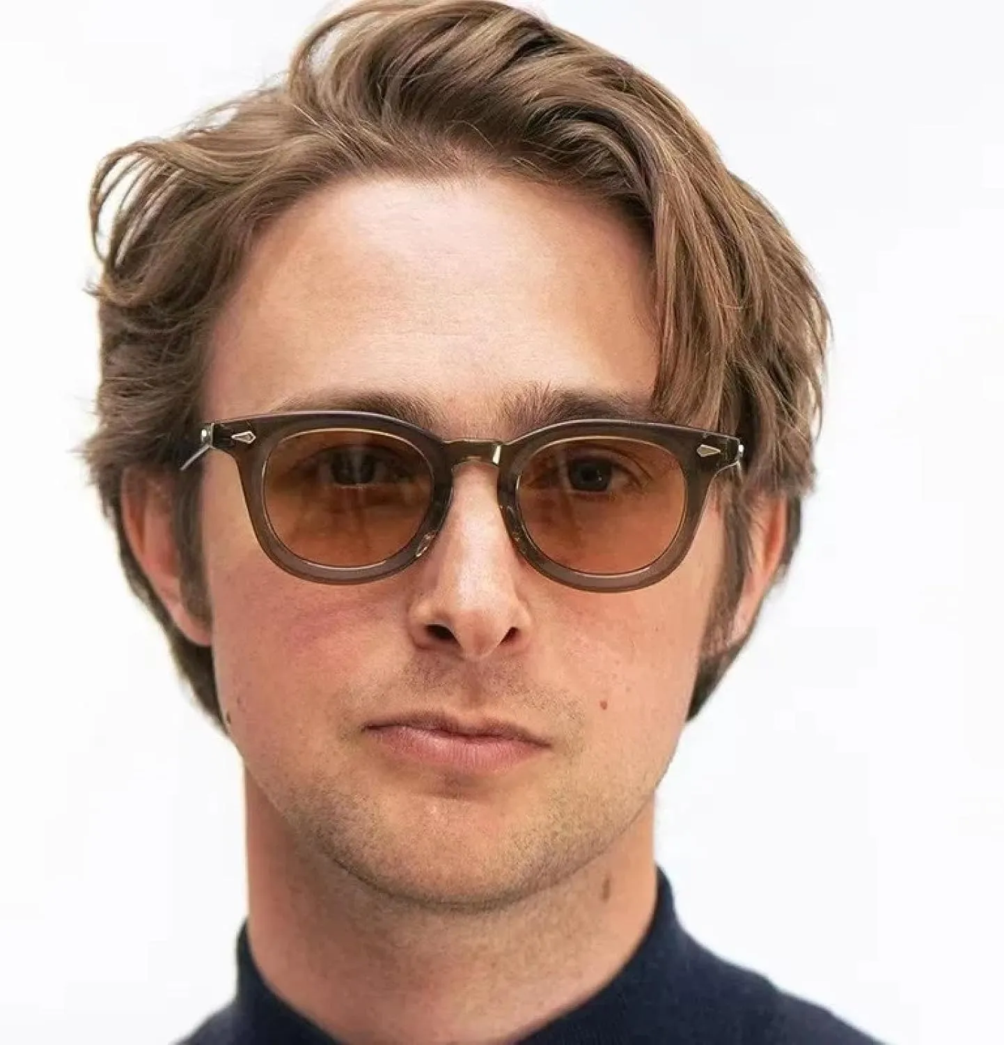 Retro Round Men Sunglasses Fashion Clear Ocean Lens Shades Uv400 Women Trending Rivets