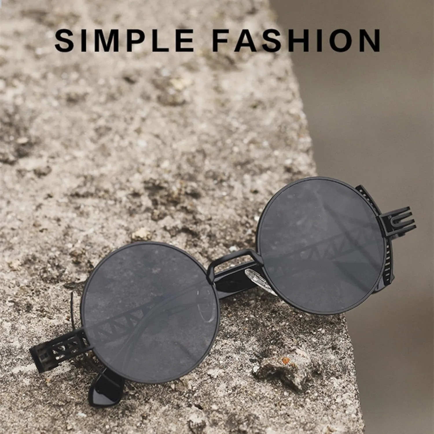 Retro Round Punk Sunglasses Women Fashion Clear Mirror Shades Uv400 Men Unique Hollow Metal Sun Glasses